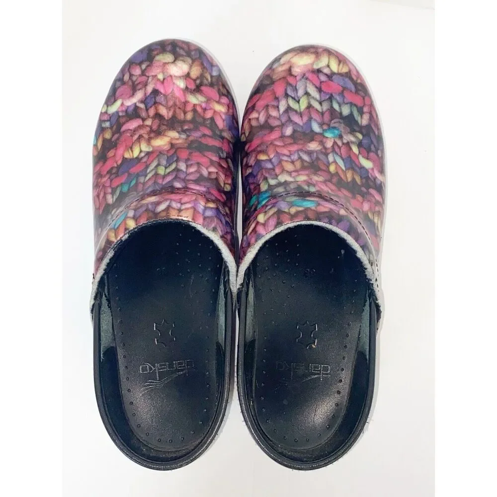 Dansko Clogs Rainbow Yarn Patent Leather Slip On Comfort Professional Shoe 38/8 - Picture 8 of 13